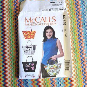 UNCUT Sewing Pattern McCall's 7449 Handle Top Handbags